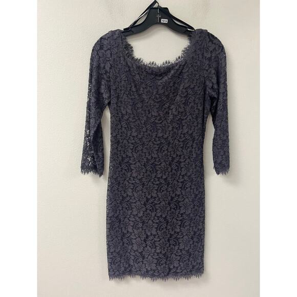 Diane VonFurstenberg Grey Lace Dress Sz 2 - Picture 1 of 3